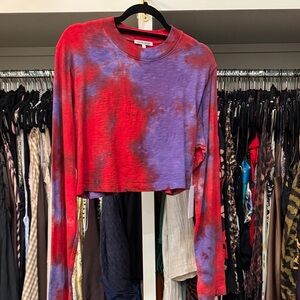 Cotton Citizen Red and Purple Tie-Dye Long Sleeve Top